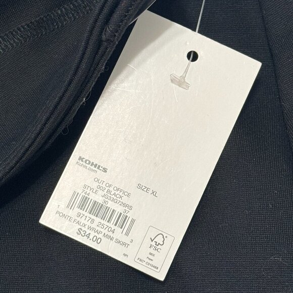 SO Skirt Women's Size XL Black Faux Wrap Mini Length Y2K Stretchy Fabric Goth - Picture 10 of 12